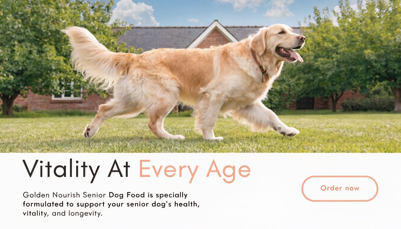A happy golden retriever running through a lush green yard on a sunny day.