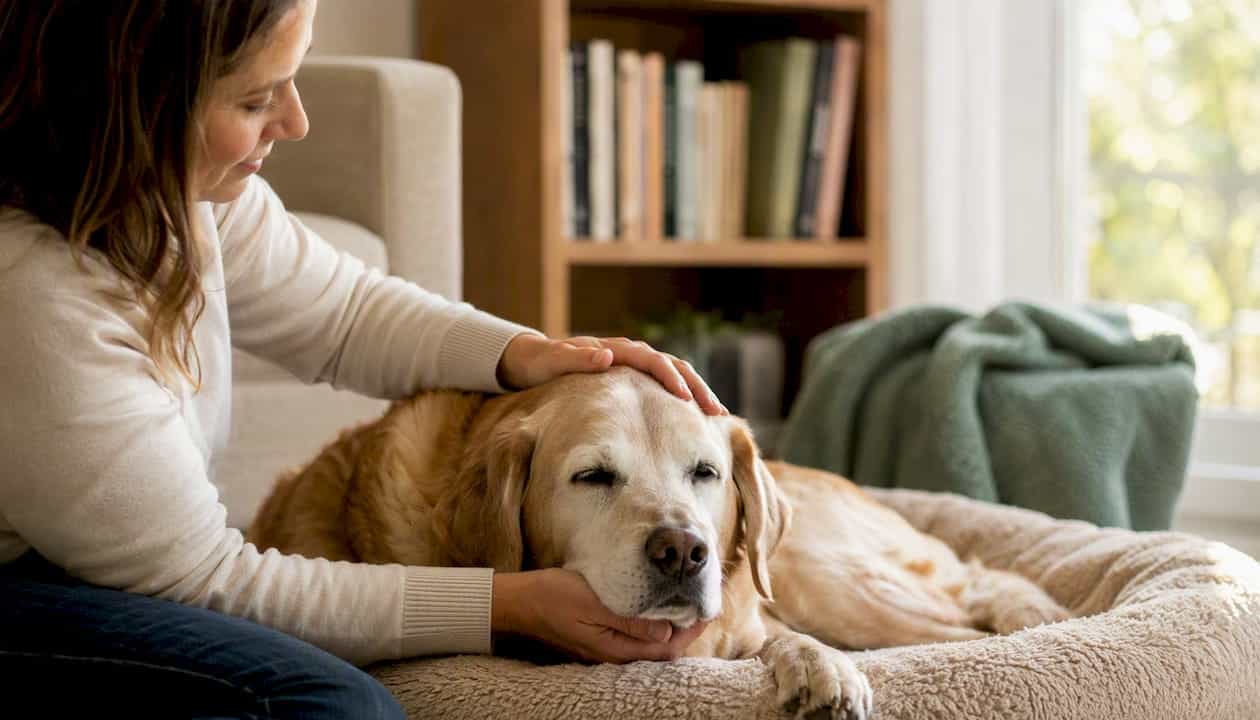 Pet owner preparing vet records at home